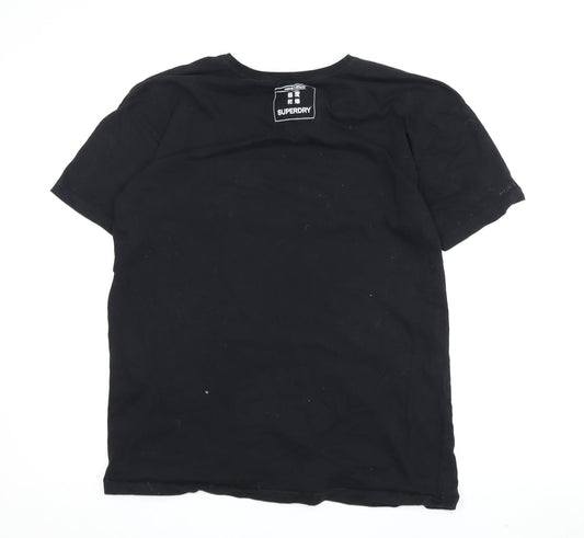 Superdry Unisex Black Crew Neck T-Shirt UK 10