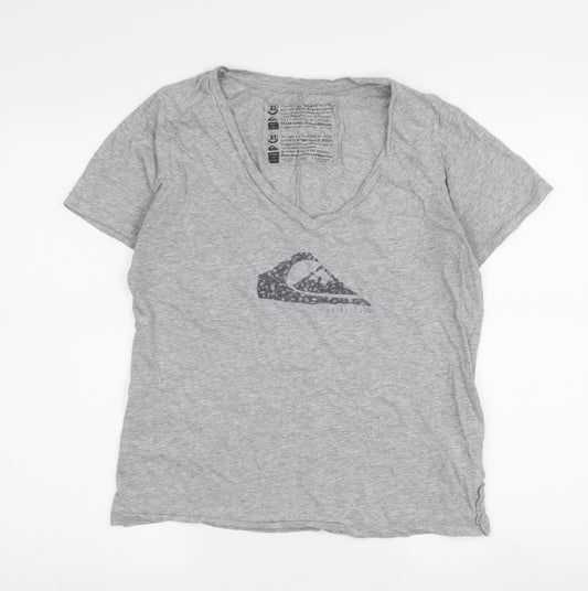 Quiksilver Women’s Grey XS Cotton V-Neck T-Shirt