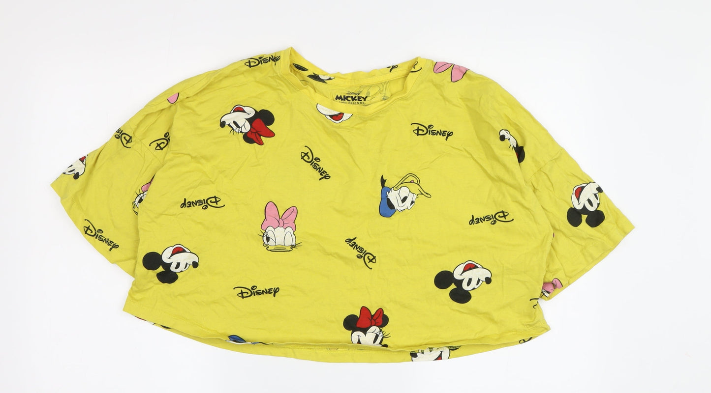 Disney Women's Yellow Mickey Mouse Crop T-Shirt S