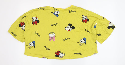 Disney Women's Yellow Mickey Mouse Crop T-Shirt S