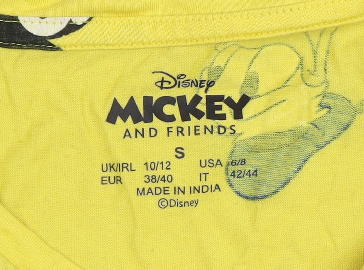 Disney Women's Yellow Mickey Mouse Crop T-Shirt S