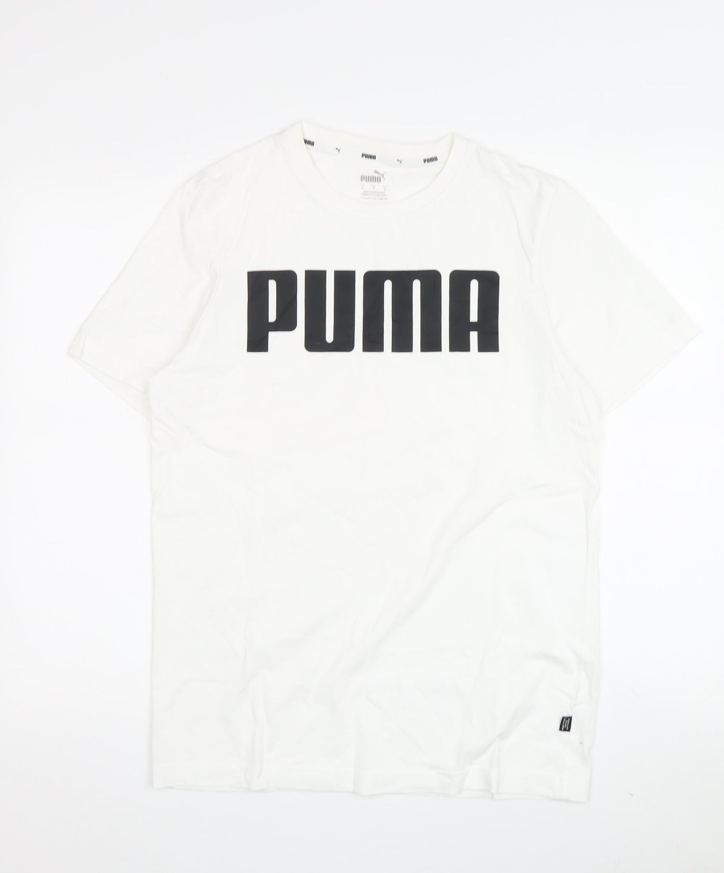 Puma Men's White S Crew Neck Logo T-Shirt