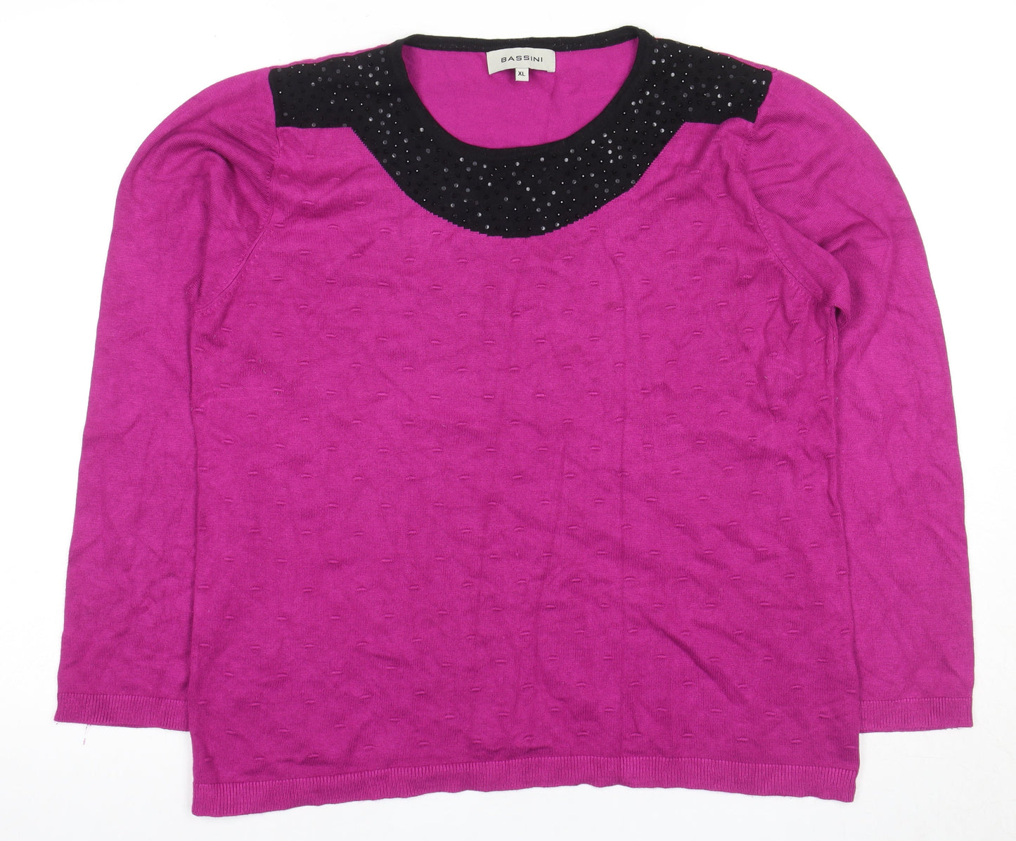 Bassini Women’s Purple Studded Knit Long Sleeve Top XL