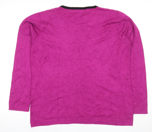 Bassini Women’s Purple Studded Knit Long Sleeve Top XL