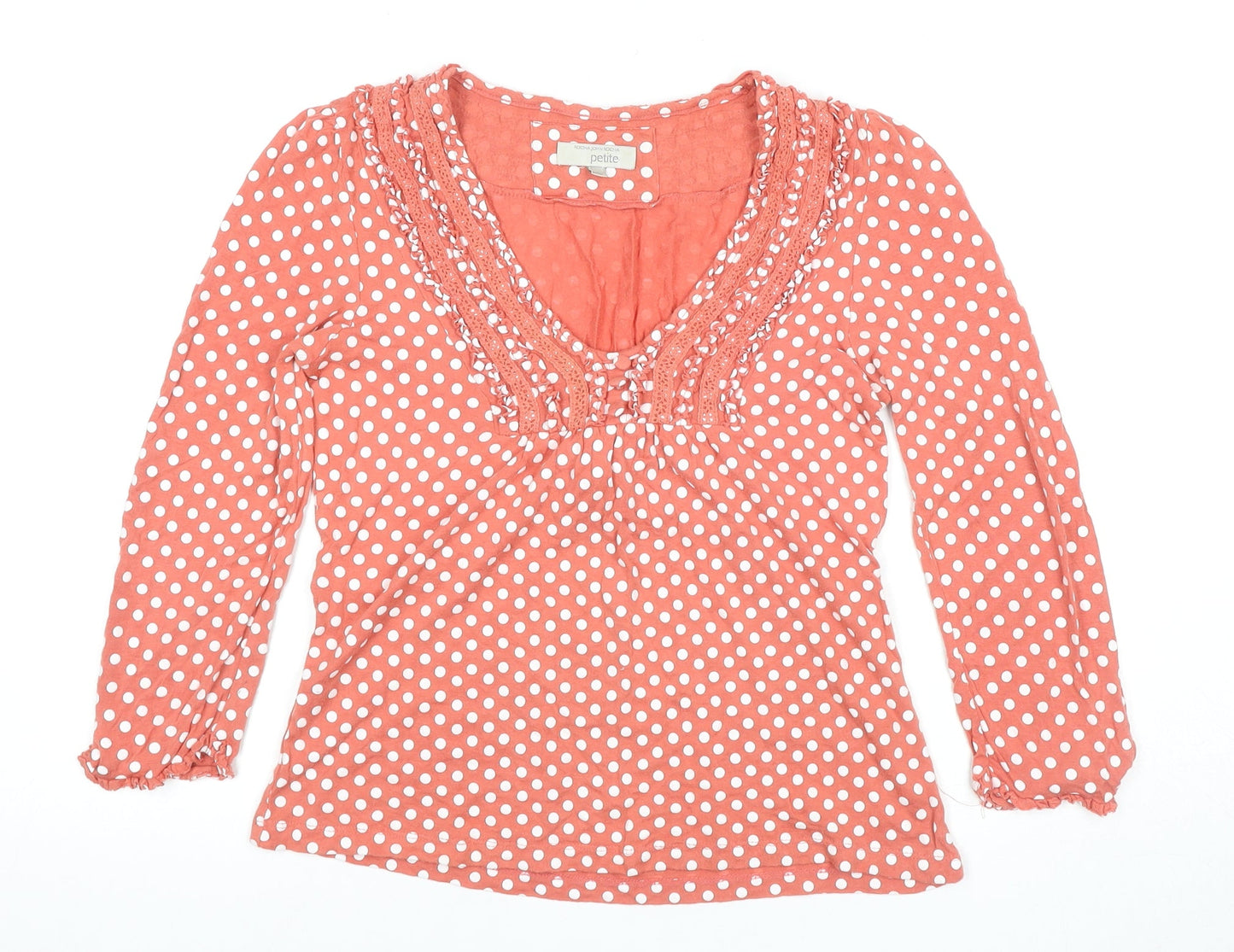 ROCHA.JOHN ROCHA Women's Orange Polka Dot Tunic Blouse Size 12