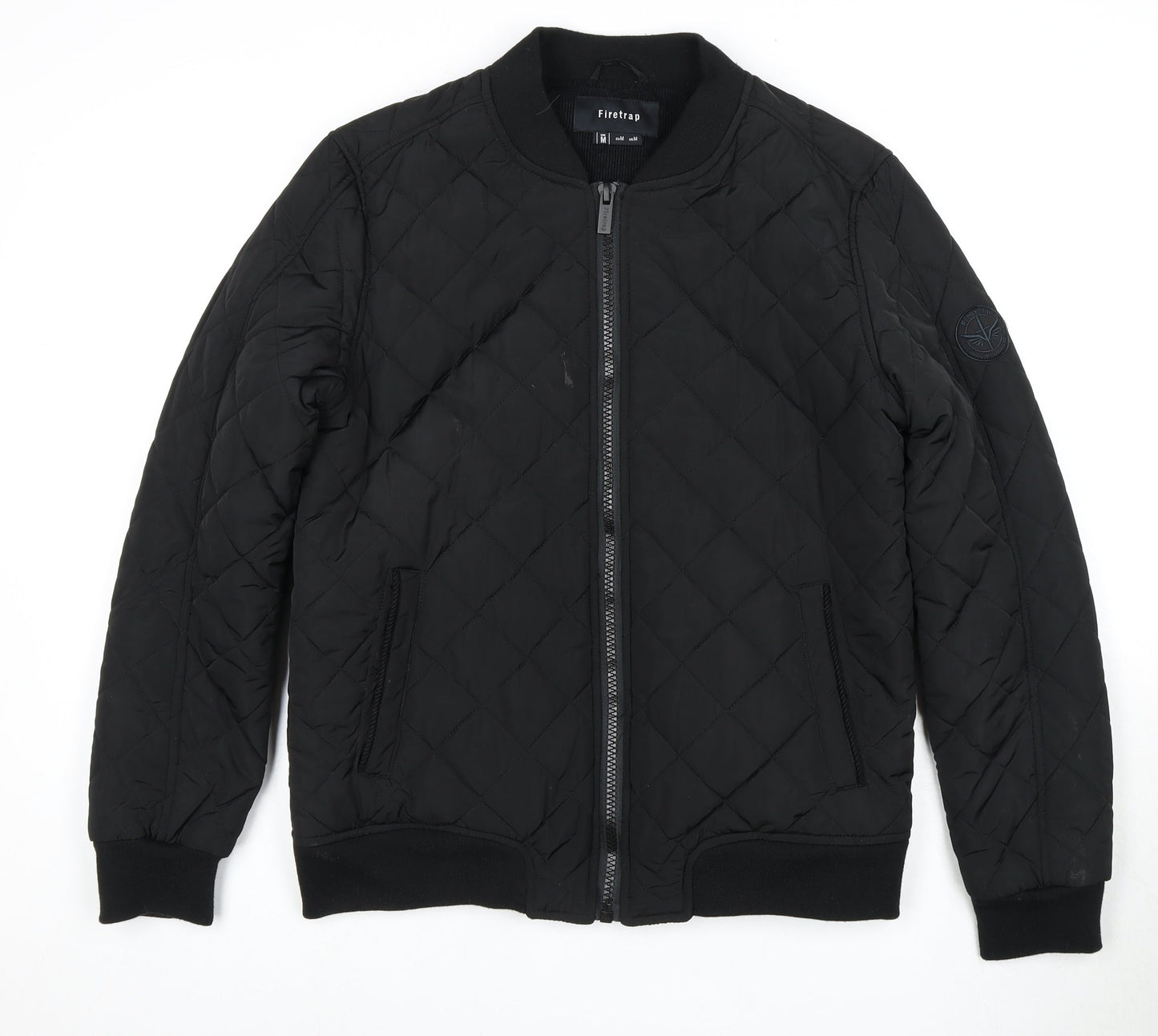 Firetrap Men's Black Medium Puffer Jacket, Quilted, Full Zip