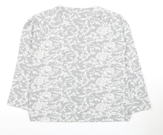 White Stuff Women's Grey Floral T-Shirt, XS