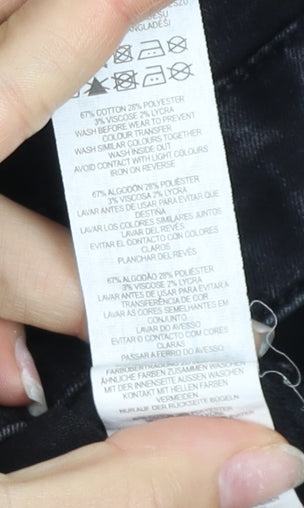 Brand and care label for Denim Co. Women's Black Skinny Jeans, size 14
