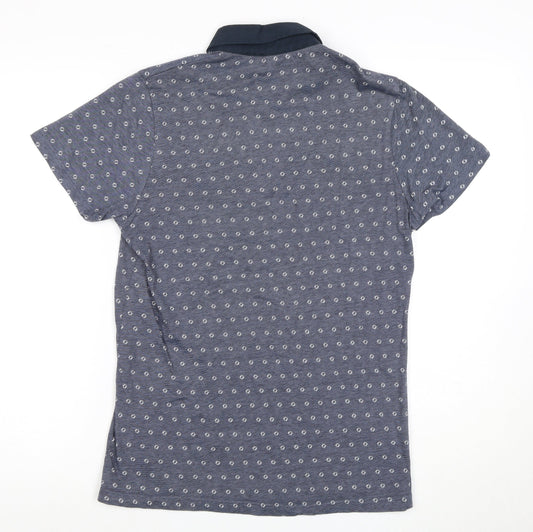 Jack & Jones Men's Blue Geometric Polo Shirt M