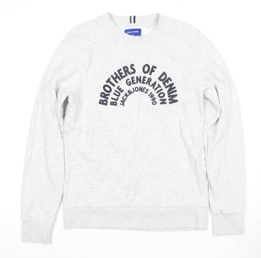 Jack & Jones Men's White S Sweatshirt Pullover Graphic