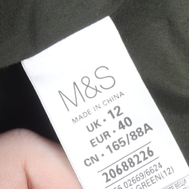 Marks and Spencer Women's Green Hooded Parka - Size 12