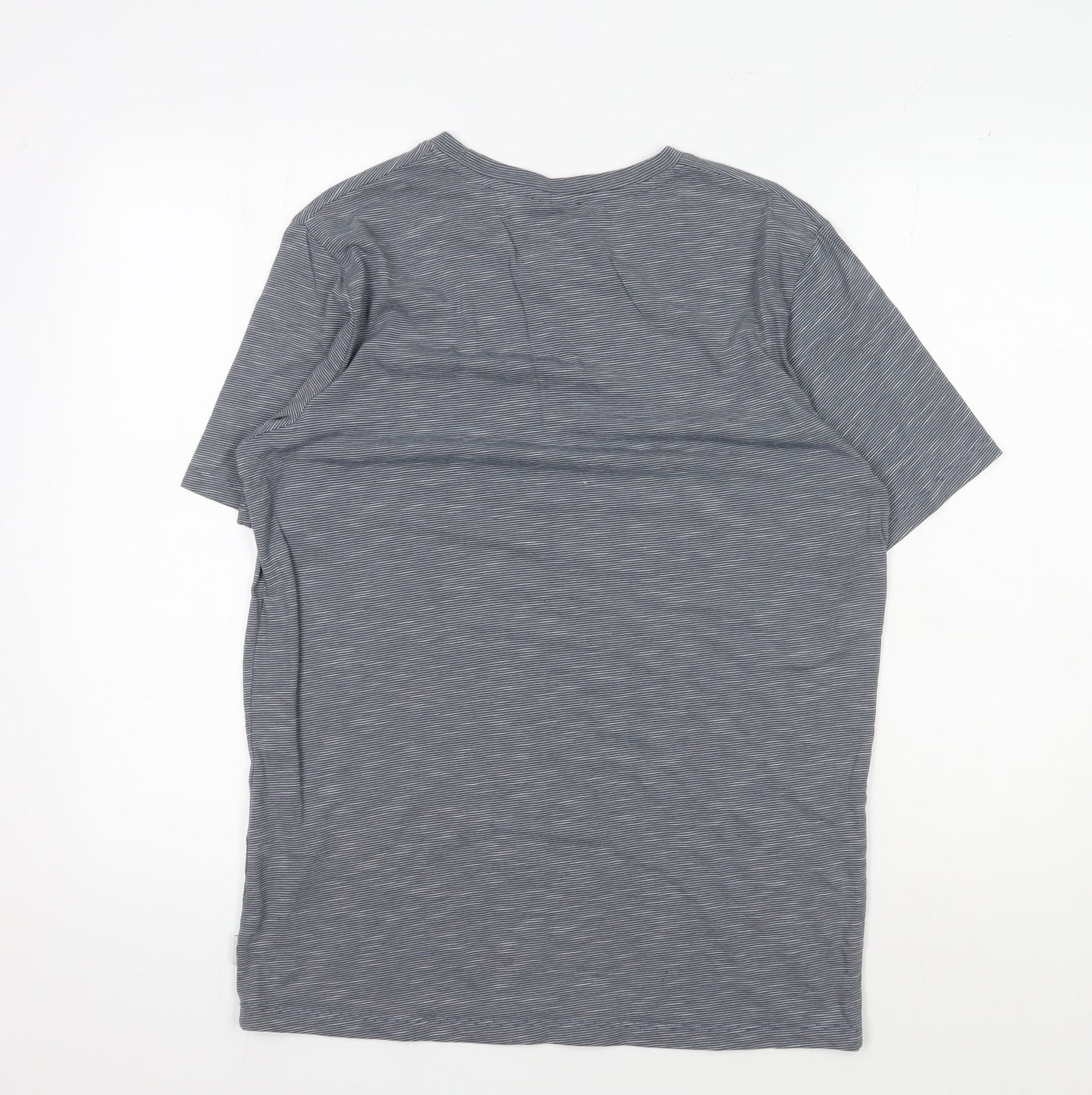 Jack & Jones Men's Grey Striped T-Shirt, Size L, Logo Accent