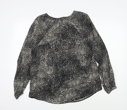 Womens UK Size 10 Joules Black Viscose Blouse