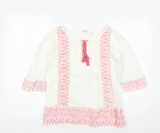Womens UK Size 6 FatFace Ivory Cotton Blouse