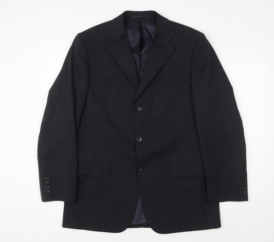 Jaeger Men's Black Pinstripe Blazer, 40R, Formal Business