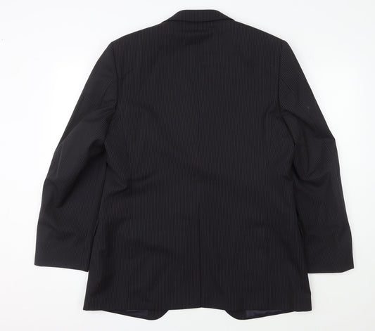 Jaeger Men's Black Pinstripe Blazer, 40R, Formal Business