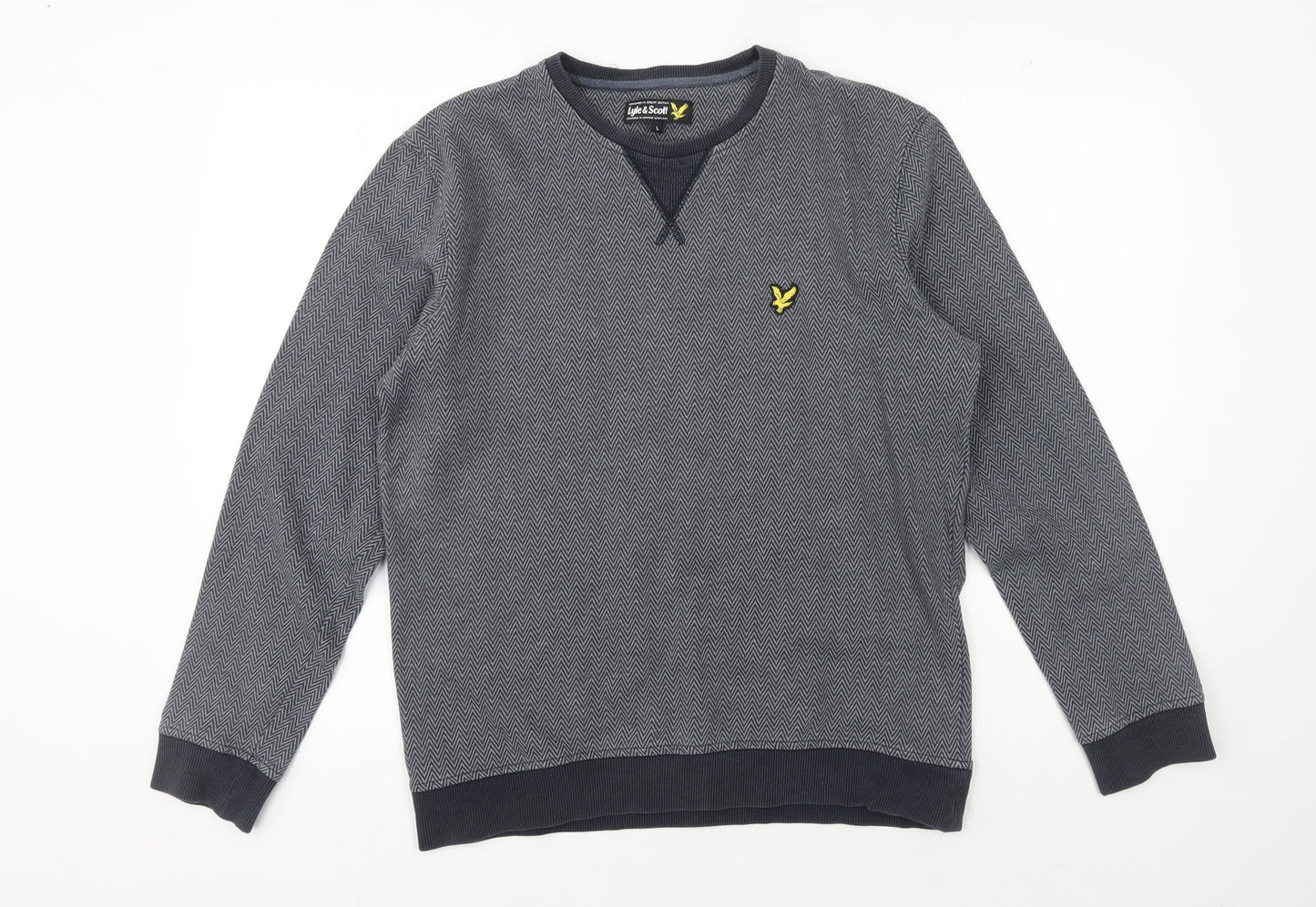 Lyle & Scott Men's Grey Pullover Geometric Sweatshirt L