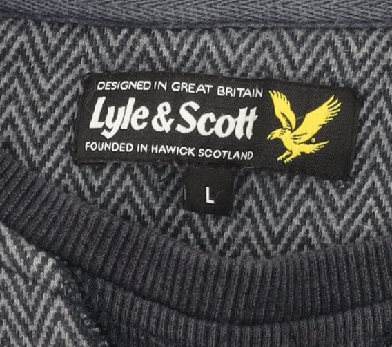 Lyle & Scott Men's Grey Pullover Geometric Sweatshirt L