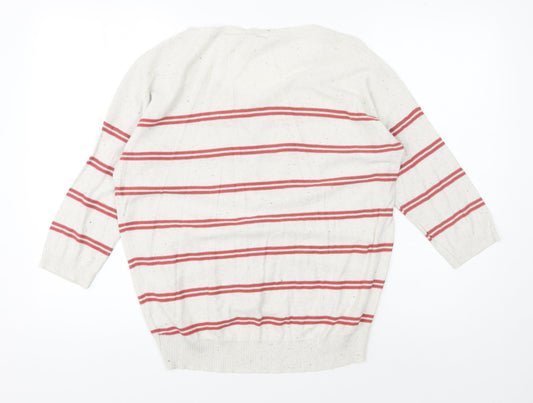 Fat Face Women's Ivory Striped Cardigan, Size 12