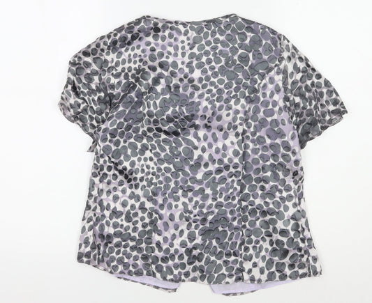 Eastex Grey Animal Print Blouse, Women's UK 10