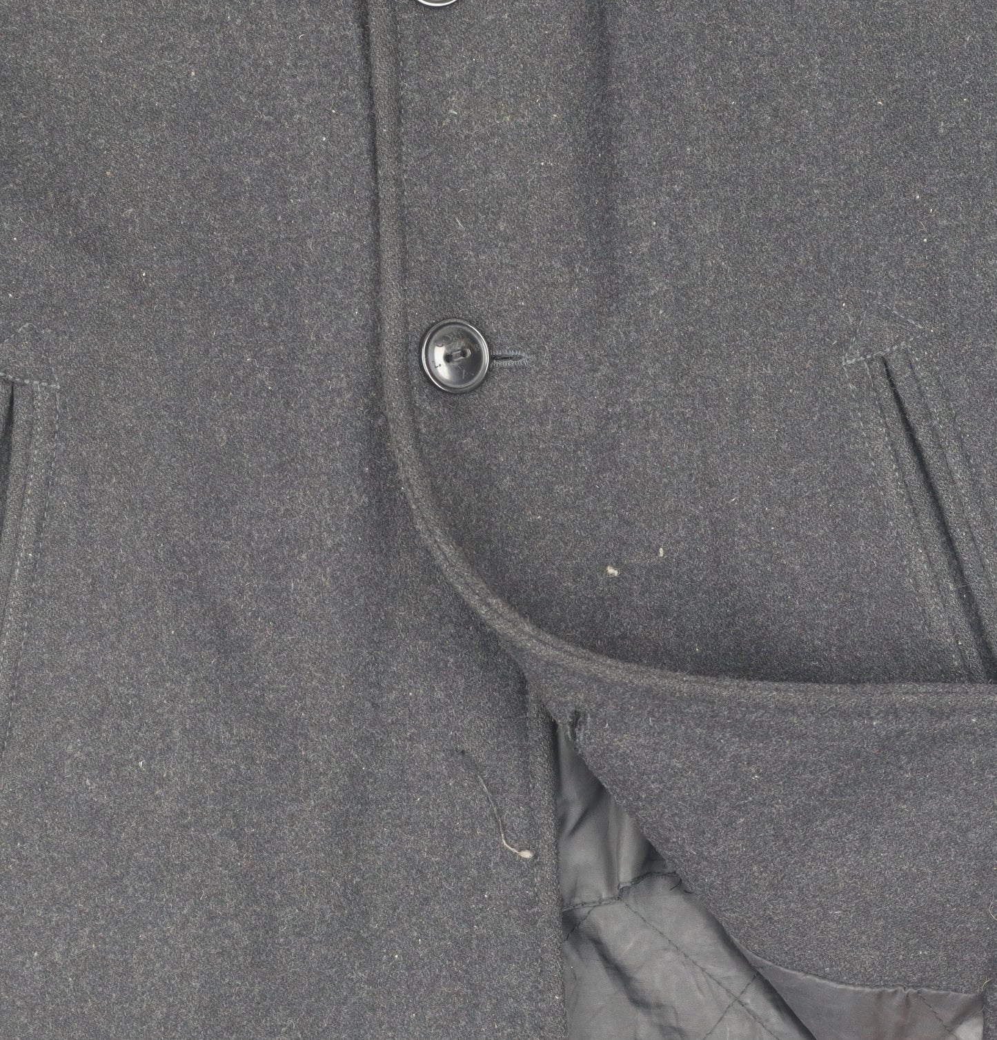 Jack & Jones Men's Black Wool Overcoat, Size S
