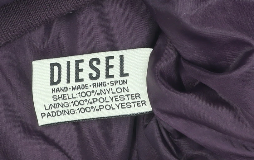 Diesel Purple Quilted Jacket L Unisex Casual Zip Warm