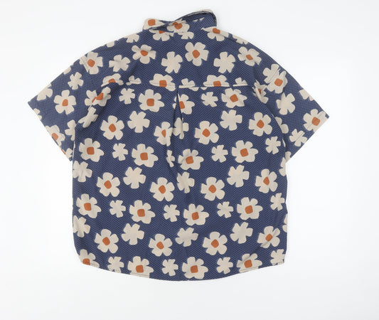 Aone Studios Men's Blue Floral Button-Up Shirt M