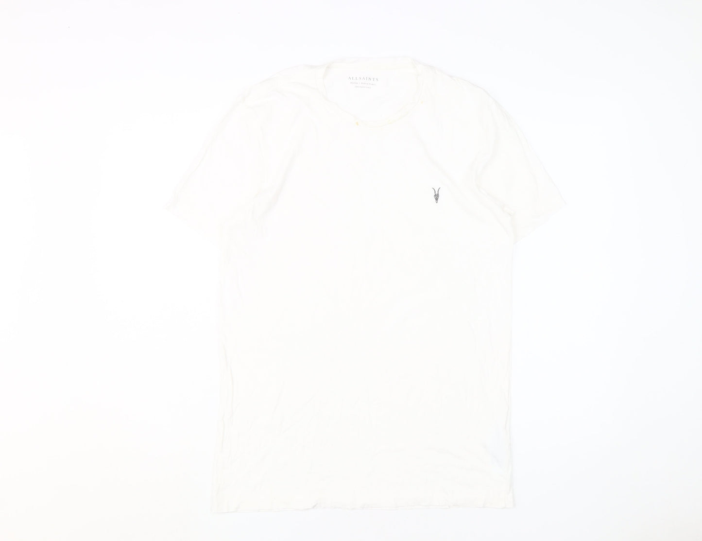 AllSaints Men's White Cotton T-Shirt, Medium