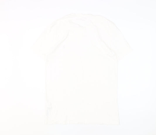 AllSaints Men's White Cotton T-Shirt, Medium