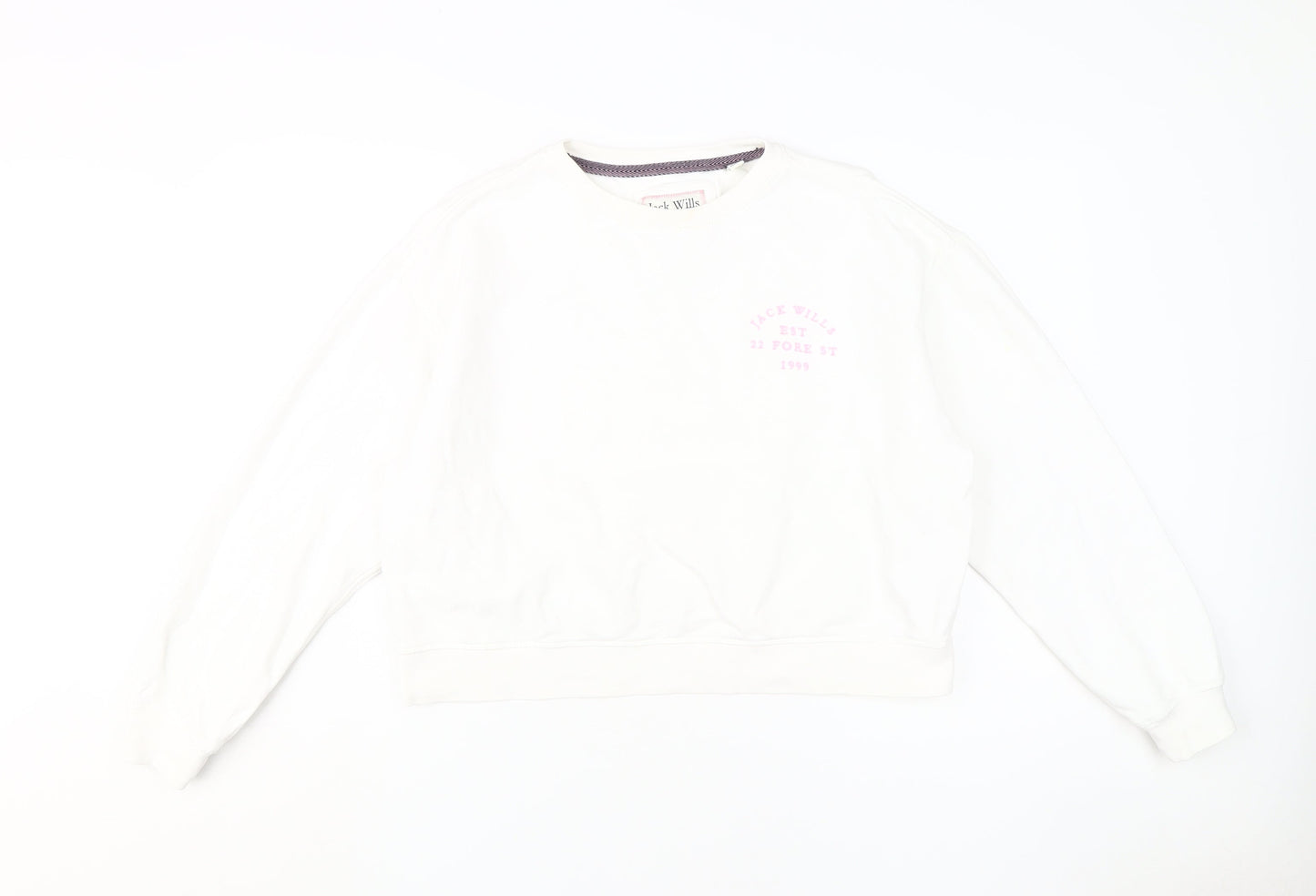 Jack Wills Women's White Crew Neck Sweatshirt Size 12