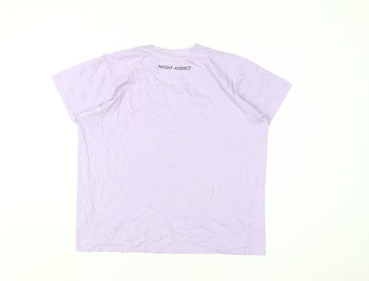 Womens UK Size XS Night Addict Purple 100% Cotton T-Shirt