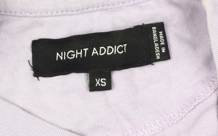 Night Addict Women's Purple XS T-Shirt, 100% Cotton, Casual