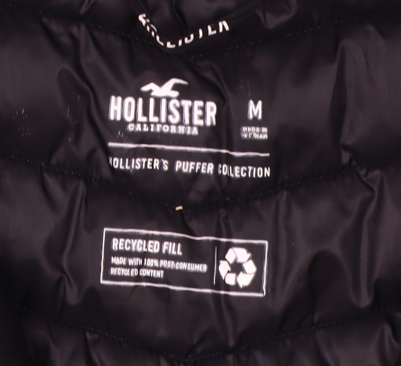 Hollister Men's Green Puffer Jacket Size M Hooded Casual