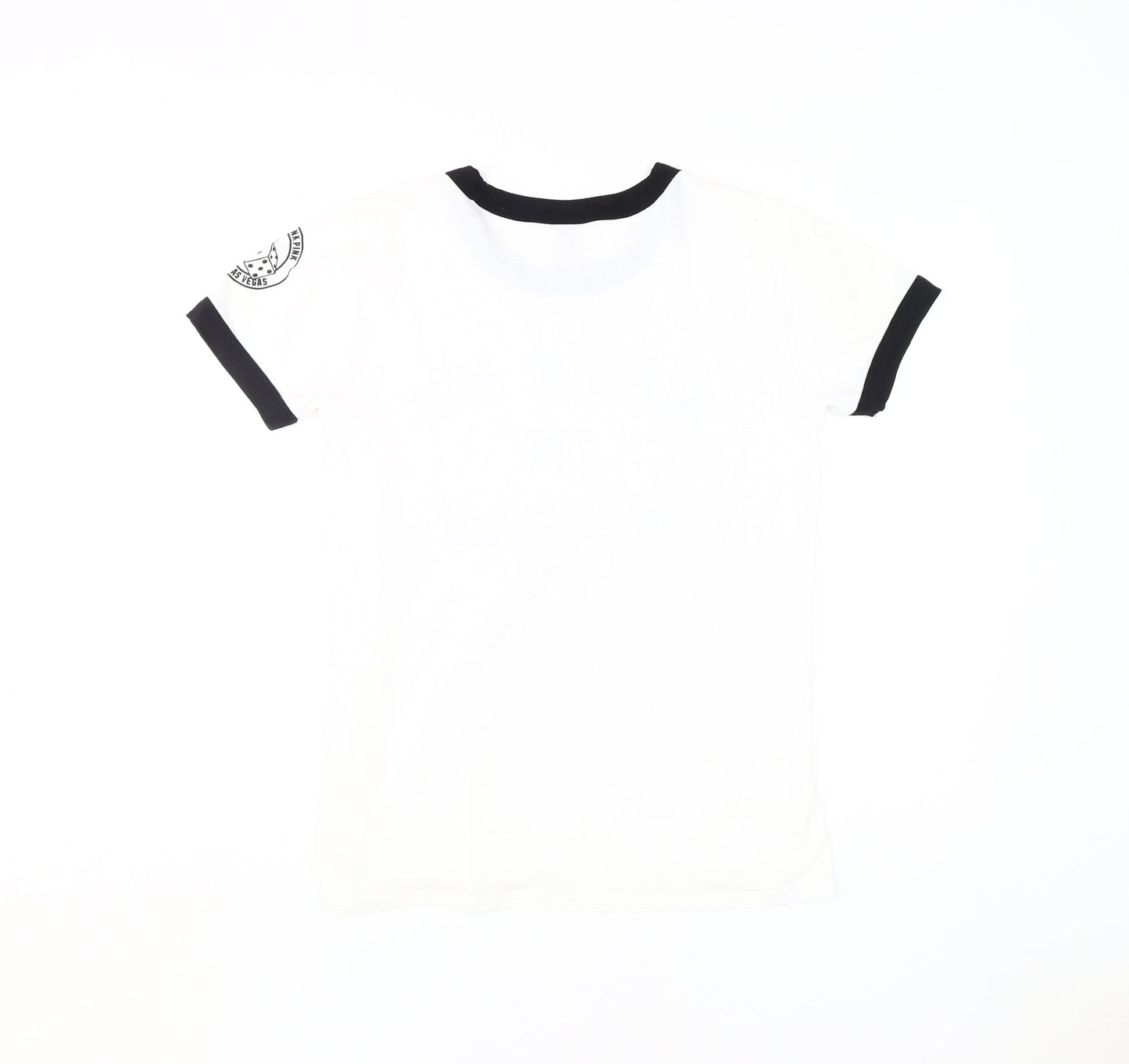 Pink Women's White Ringer T-Shirt - Size S