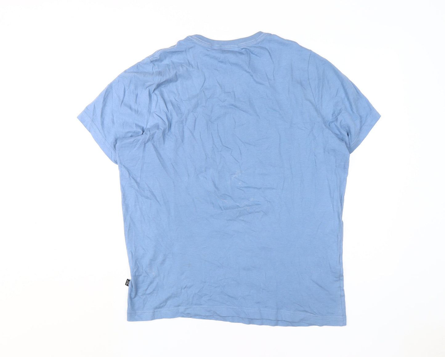 Puma Men's Blue Crew Neck Logo T-Shirt Medium