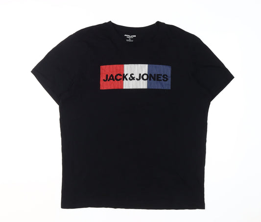 Jack & Jones Men's Black XL Graphic Logo T-Shirt