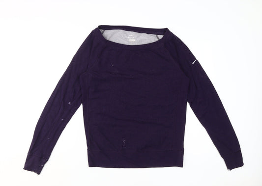 Nike Women's Purple Long Sleeve Boat Neck T-Shirt