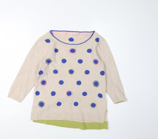 White Stuff Women's Beige Polka Dot Pullover Jumper, Size 8