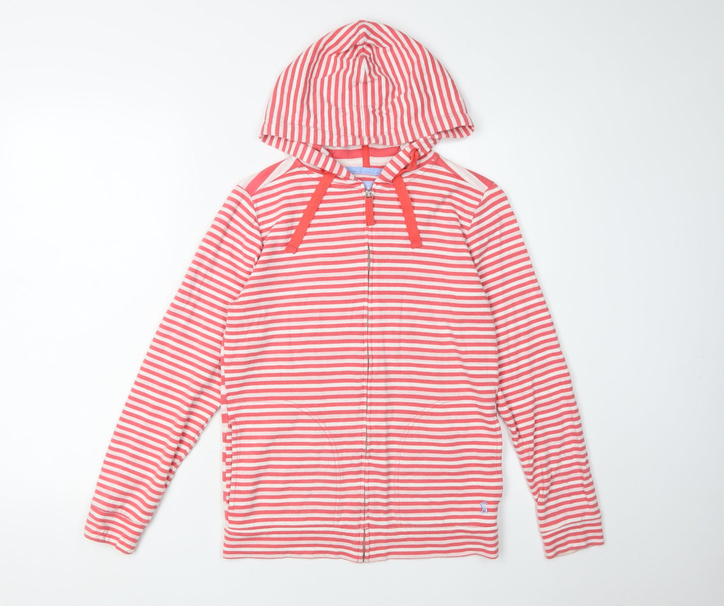 Joules Women's Red Hooded Full Zip Striped Hoodie