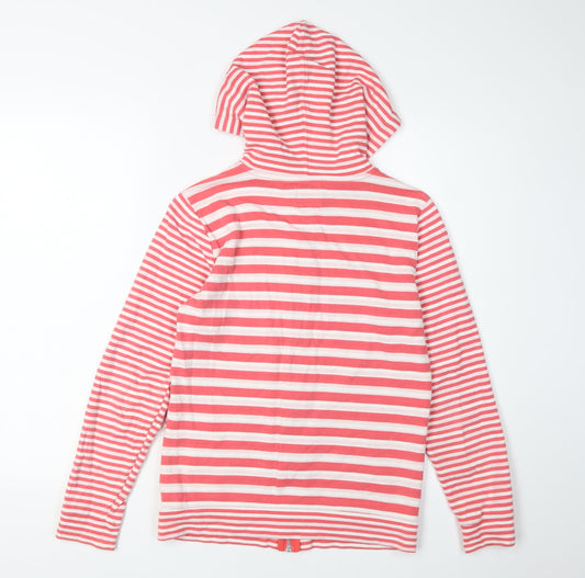 Joules Women's Red Hooded Full Zip Striped Hoodie