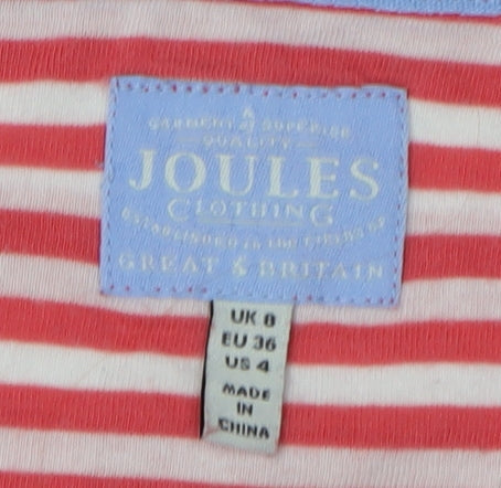 Joules Women's Red Hooded Full Zip Striped Hoodie