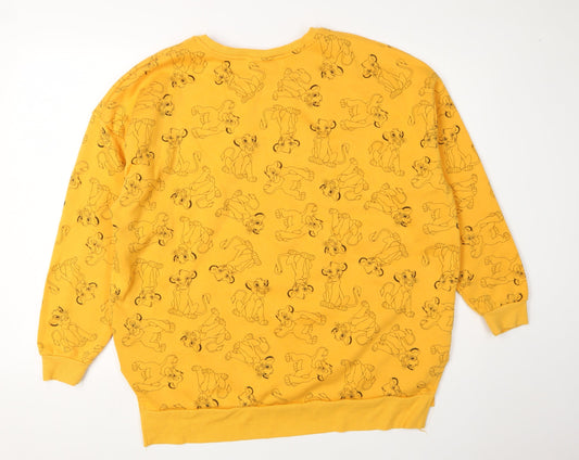 Disney Women's Yellow Animal Print Pullover Sweatshirt L