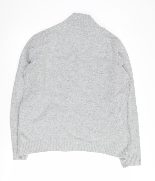 Crew Clothing Co. Men's Grey XL Cable-Knit Full Zip Jumper