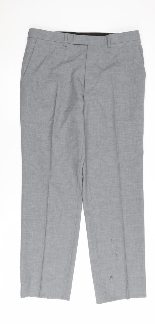 Austin Reed Men's Grey Dress Pants 34S Wool Lined Formal