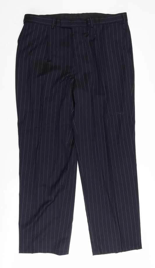 Additional front view of Jaeger Men's Blue Dress Pants 56L Pinstripe
