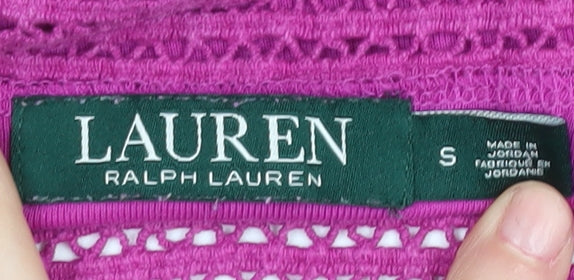Lauren Ralph Lauren Women's Purple Crochet Neck T-Shirt