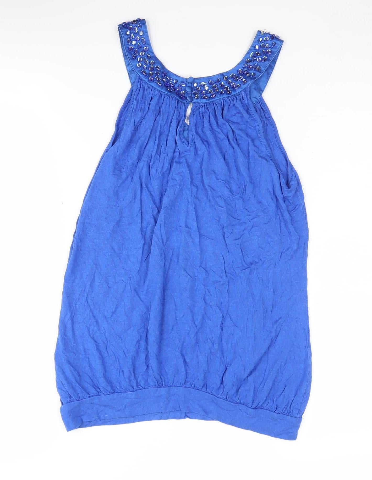 Ted Baker Women's Blue Beaded Camisole Tank - Size 8