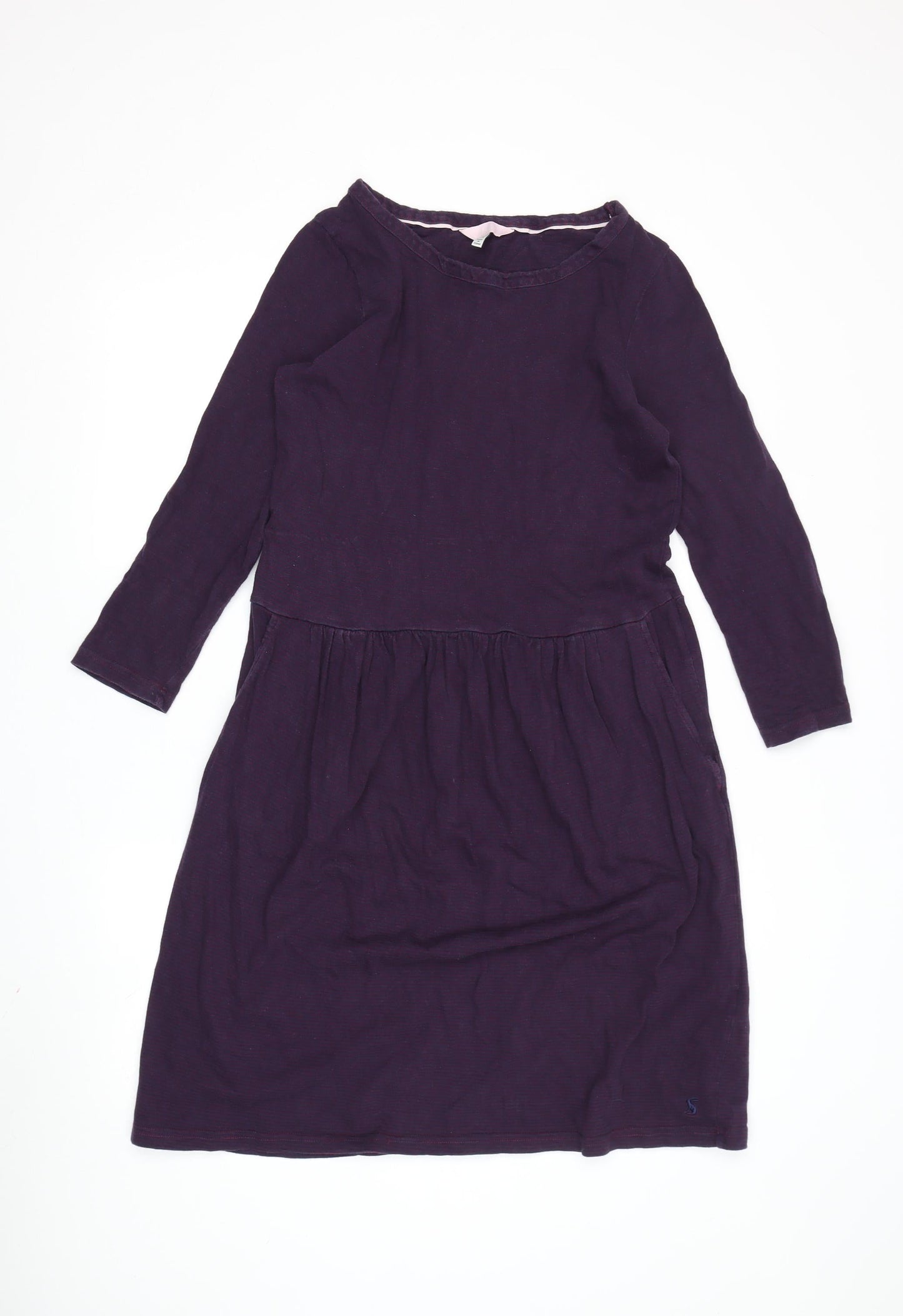 Joules Women's Purple Fit & Flare 3/4 Sleeve Dress