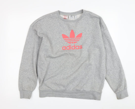 Teens UK L Regular adidas Grey Pullover Sweatshirt