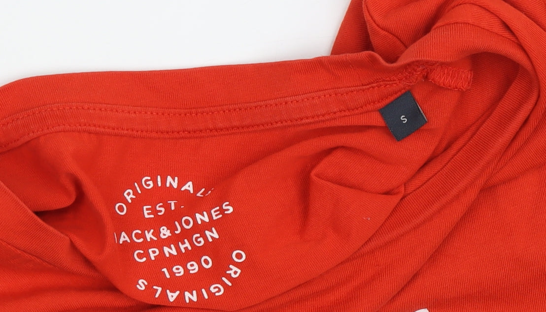 Jack & Jones Men's Red Crew Neck T-Shirt Size S